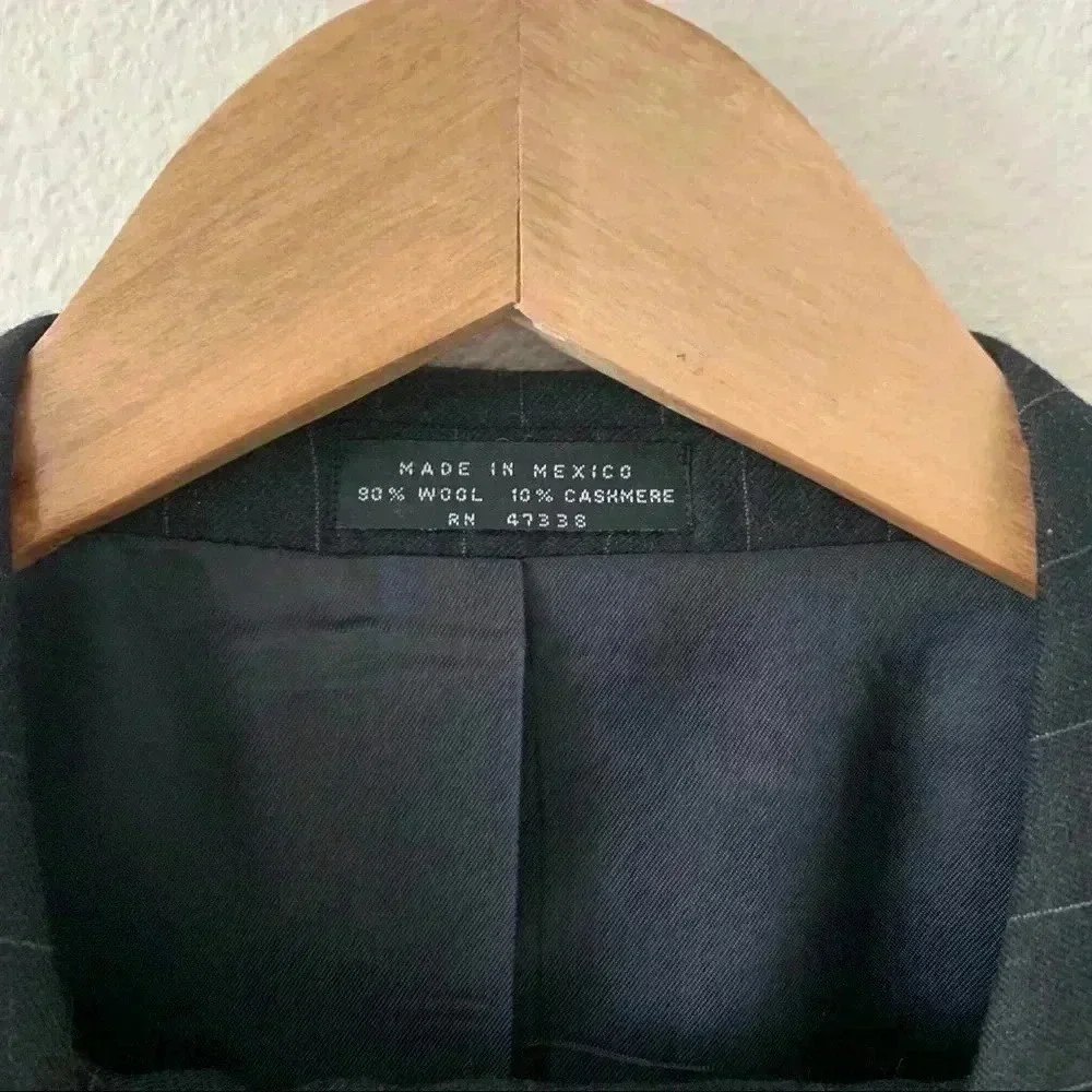 Mens black pinstripe cashmere/wool suit